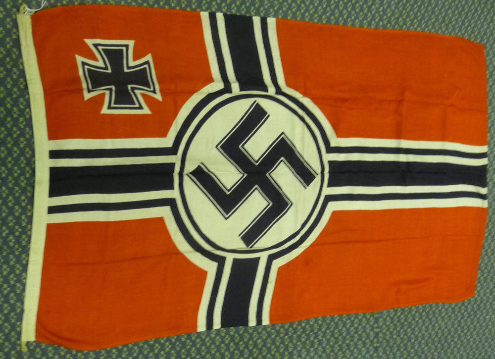 Lot 153 - A German Third Reich Panzer Tank Flag, with machine stitched hoist, 74cm by 136cm; a German...