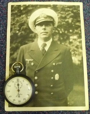 Lot 172 - A German Third Reich U-Boat Junghans Torpedo Stop Watch,  the circular white enamel dial with...