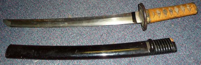 Lot 195 - A 19th Century Japanese Tanto, the 34cm unsigned blade with shallow straight hamon, three piece...