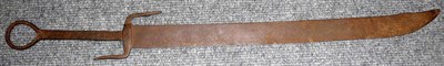 Lot 196 - An Ancient Chinese Sword, the 65.5cm broad single edge blade with slight curve at the tip,...