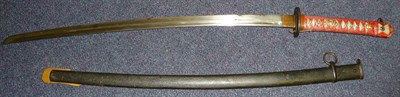 Lot 200 - A Pre 1945 Japanese NCO Shin Gunto Sword, the 67cm machine made steel blade with a narrow...