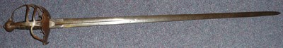 Lot 215 - A 17th Century Mortuary Hilted Broadsword, with 82cm double edge steel blade, each side with a...