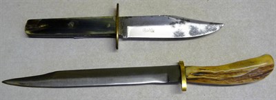 Lot 235 - A "Bukta Bowie" Knife, by J Nowill & Sons, Sheffield, with brass crossguard and two piece horn grip