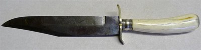 Lot 237 - A Small Bowie Knife, the hatchet tip steel blade stamped T.K. SHEFFIELD, with nickel recurving...