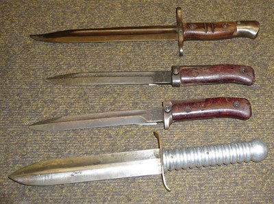 Lot 264 - A U.S.A. Model 1917 "Eddystone" Type Knife Bayonet, two other bayonets and a fighting knife...