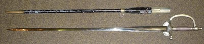 Lot 274 - A Society/Masonic Sword, with 76.5cm plain colichemarde steel blade, nickel hilt with double...