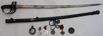 Lot 288 - A Victorian Rifle Volunteer's Sword, the black painted gothic steel hilt pierced and cast with...