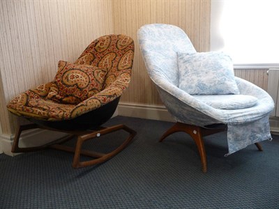 Lot 1262 - A Lurashell Teak and Fibreglass Rocking Chair, moulded mark, 90cm; and A Lurashell Teak and...