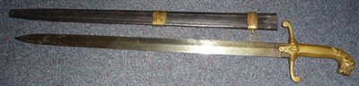 Lot 307 - A Victorian 1820 Type Band Sword, with 53cm plain double edge steel blade, the brass hilt with...