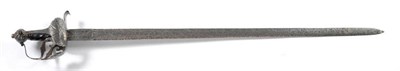 Lot 308 - A 17th Century Mortuary Sword, the 86cm double edge steel blade with two 16cm narrow fullers to...