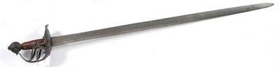 Lot 309 - A 17th Century Mortuary Sword, the 81cm German double edge steel blade engraved MEL..IT SALIGEN...