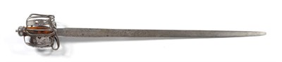 Lot 310 - An 18th Century Scottish Basket Hilt Broadsword, the earlier 83cm double edge steel blade with 18cm