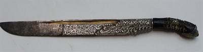 Lot 321 - A 19th Century Sinhalese Piha Kaetta, the 17.5cm single edge steel blade with a parcel gilt...