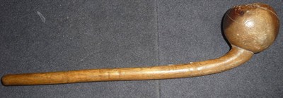 Lot 323 - A Zulu Wooden Knobkerrie, of small proportions, with offset rootball head, 33cm