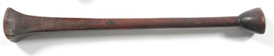 Lot 328 - An Oceanic Hardwood War Club, of rich dark brown colour, the waisted diamond section head on a...