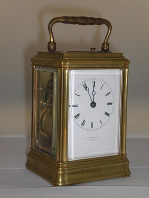 Lot 1265 - A Gilt Brass Striking and Repeating Carriage Clock, retailed by G.Wadham, Bath, circa 1890, the...