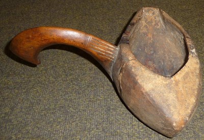 Lot 362 - A North American Indian Wooden Ladle, of boat shape, carved from one piece of wood, the hooked...