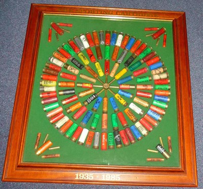 Lot 371 - The Sporting Cartridge 1935-1985', a display of paper, plastic and brass shotgun cartridges mounted