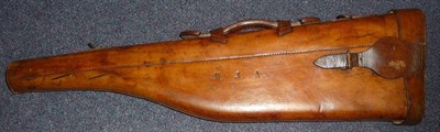 Lot 374 - A Stitched Leather Leg o' Mutton Shotgun Case, with rolled leather handle and brass fittings,...