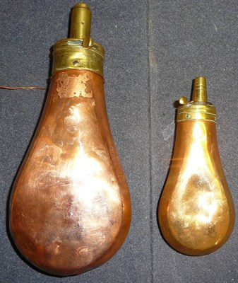 Lot 377 - A P.Frith Patent Copper Powder Flask, of plain pear shape, with brass charger and internal...