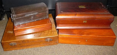 Lot 382 - Five Boxes Suitable for Conversion to Pistol Cases, two in oak and three in mahogany