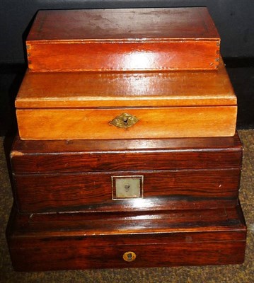 Lot 383 - Four Boxes Suitable for Conversion to Pistol Cases, two in mahogany and two in rosewood