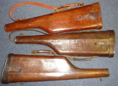 Lot 384 - Three Late 19th Century Stitched Leather Leg o' Mutton Shotgun Cases, each to take 30inch...