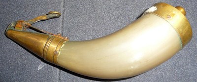 Lot 390 - A Priming Horn, with brass mounts, screw stopper, the charger with steel spring, 17cm