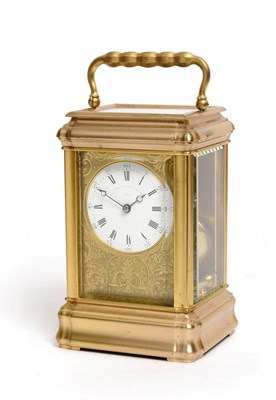 Lot 1275 - A Giant Gilt Brass Quarter Striking Carriage Clock, signed G.F.Frodsham, 31 Gracechurch St, London