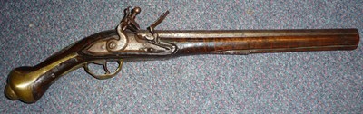 Lot 465 - An 18th Century French Flintlock Holster Pistol, the 31cm steel barrel with foliate chased...