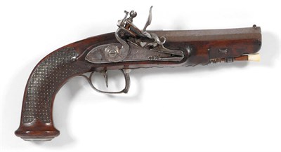 Lot 469 - An Early 19th Century French Flintlock Travelling Pistol, the 13.5cm octagonal steel barrel...