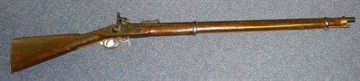 Lot 475 - A Victorian Enfield Two Band Percussion Cap Musket, the 80cm steel barrel, with hinged ladder...