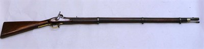 Lot 494 - A Percussion Cap Three Band Musket, with 100cm steel barrel, the steel lock plate stamped with...