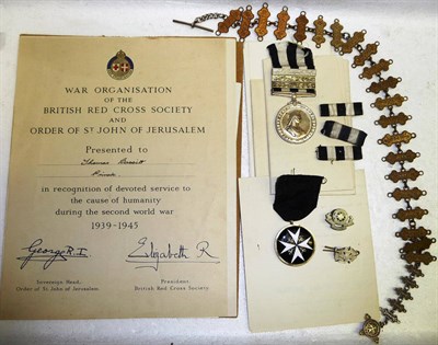 Lot 11 - The Order of St John Serving Brother Breast Badge 1949-74 and Service Medal of the Order of St John
