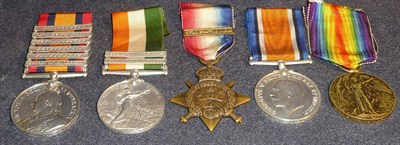 Lot 13 - A Boer War/First World War Group of Five Medals, awarded to 5489 SGT.J.A.BELL 12TH RL.LANCERS...