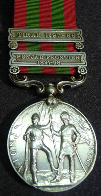 Lot 19 - An India Medal 1896, with two clasps PUNJAB FRONTIER 1897-98 and TIRAH 1897-98, awarded to 5048...
