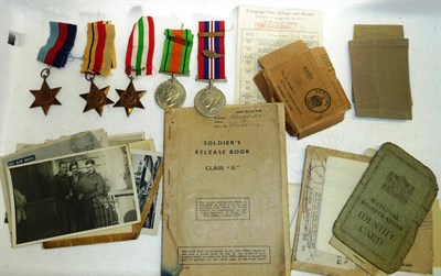 Lot 31 - A Second World War Group of Five Medals, awarded to S/4455362 Corporal N Bennett R.A.S.C.,...