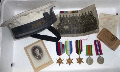 Lot 32 - A Second World War Naval Group of Five Medals, awarded to P/KX528968 J Rutherford, comprising...