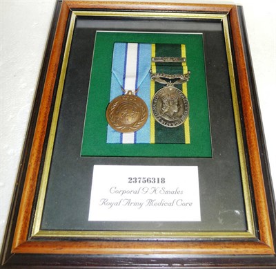 Lot 36 - A Pair of Medals, awarded to 23756318 CPL G K SMALES RAMC, comprising United Nations Medal...