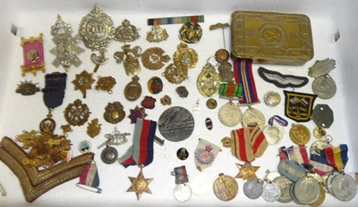 Lot 39 - A Quantity of Medals and Militaria, including a Second World War group of five medals,...