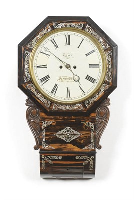 Lot 1287 - A Coromandel Veneered and Mother of Pearl Striking Wall Clock, Kent, Manchester, circa 1890,...