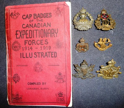 Lot 53 - Six Canadian Expeditionary Forces Badges:- 1914-1918 Collar (201); Newfoundland; Sportmen Battalion