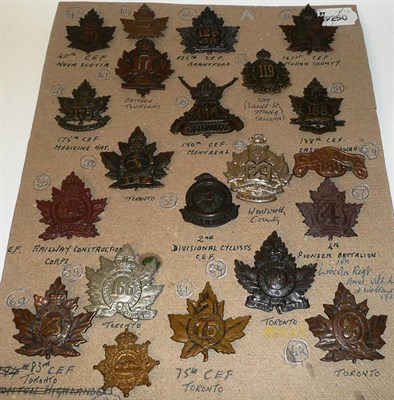 Lot 58 - Twenty One Canadian Expeditionary Forces Badges:- Babin's reference...