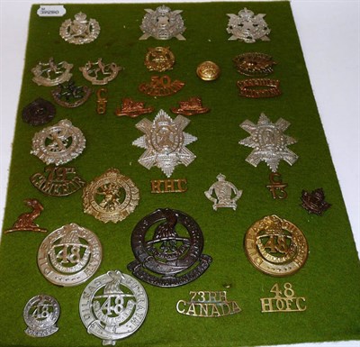 Lot 61 - A Collection of Seventy Seven Glengarry, Cap Badges and Shoulder Titles, predominantly Canadian...