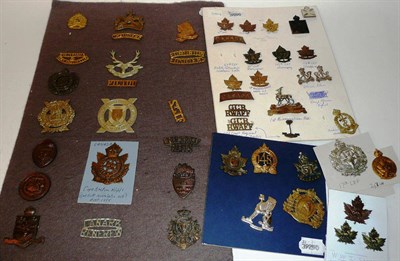 Lot 62 - A Collection of Forty Nine Cap and Collar Badges and Shoulder Titles, predominantly Canadian Second