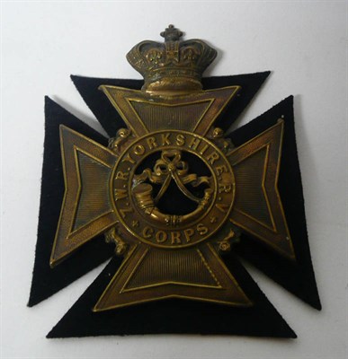 Lot 68 - A Brass Helmet Plate to 7th West Riding Yorkshire Rifle Volunteer Corps, originally black,...