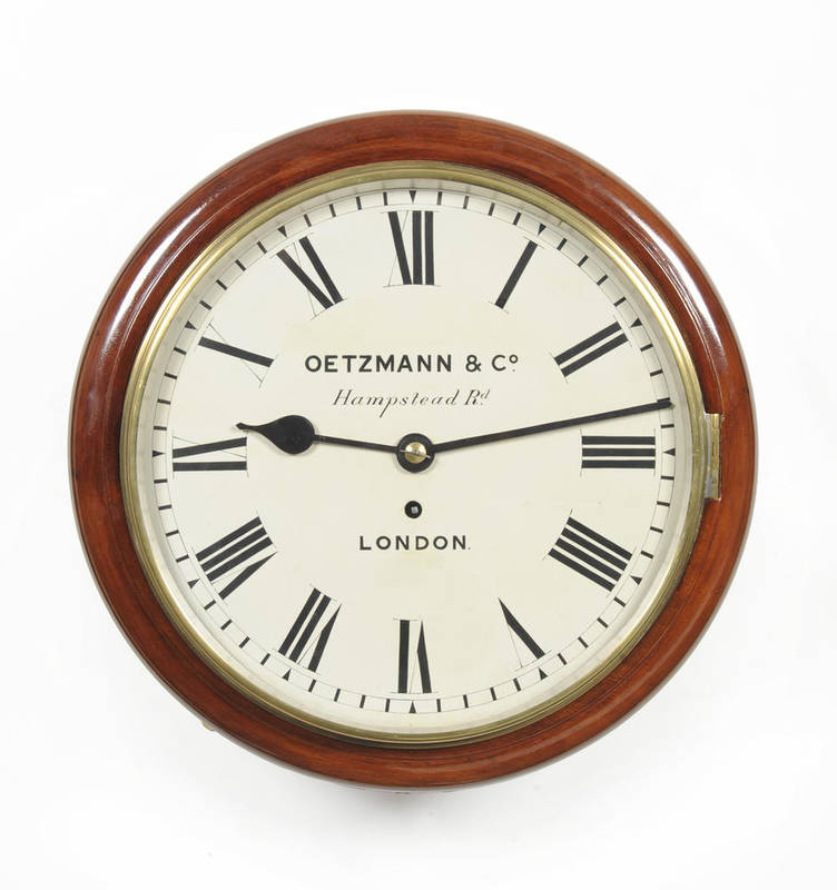 Lot 1291 - A Mahogany Wall Timepiece, signed Oetzmann & Co, Hampstead Rd, London, circa 1880, circular...