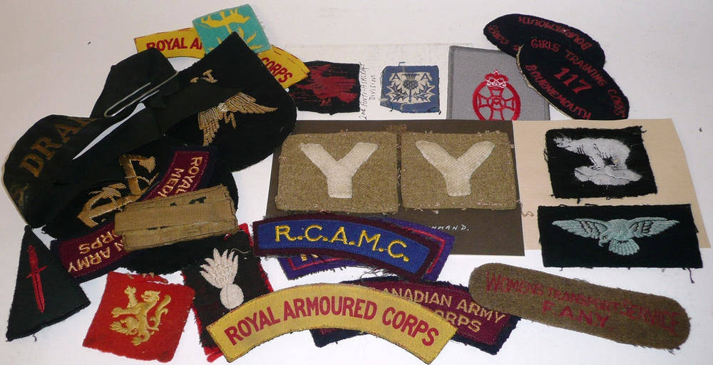 Lot 84 - A Collection of Military Cloth Flashes, including printed and embroidered Pegasus flashes,...