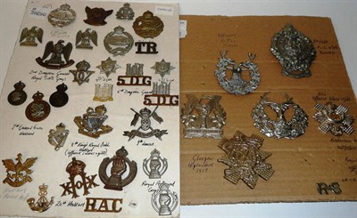 Lot 86 - Three Display Cards of Approximately Eighty Military Cap Badges and Shoulder Titles, including...