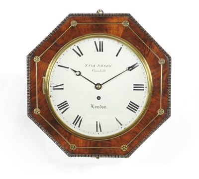 Lot 1292 - A Mahogany Wall Timepiece, signed T.Cox Savory, Cornhill, London, circa 1835, the octagonal...